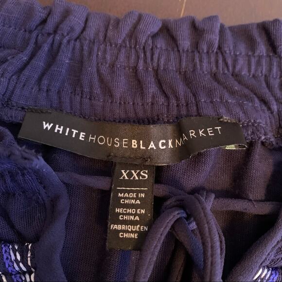 WHBM navy blue white embroidered peasant boho top size XXS - Picture 10 of 13